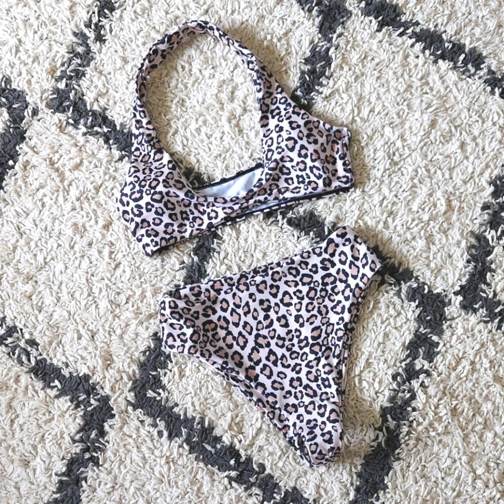 Leopard Print Bikini in Blush size M
